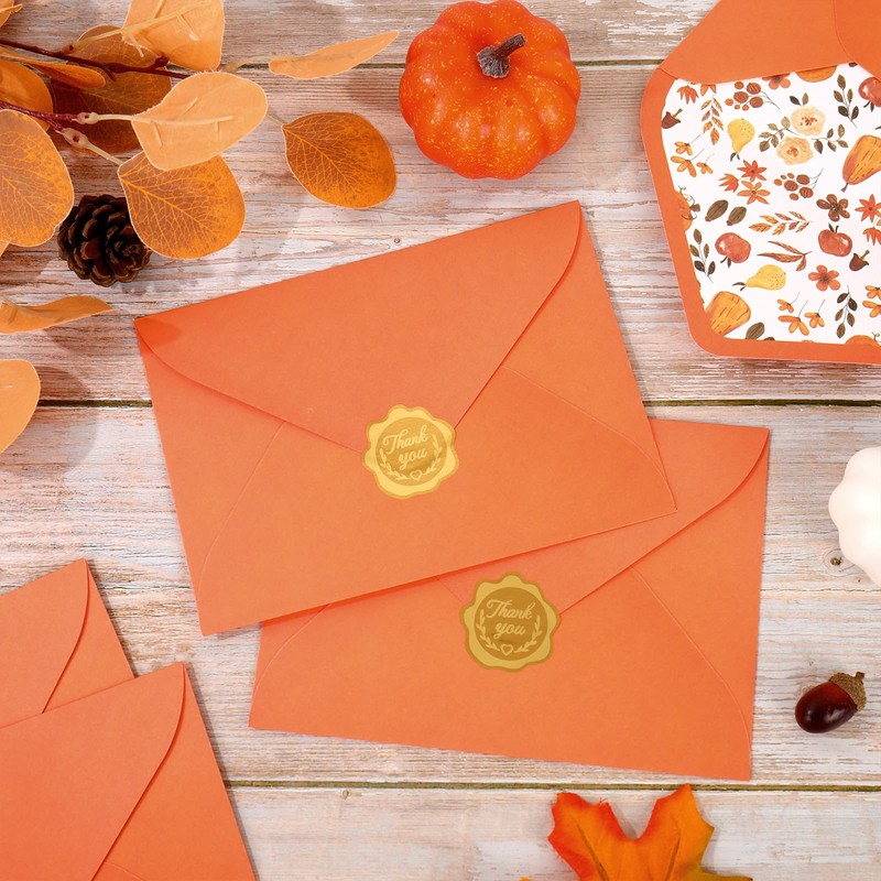 Whaline 50Pcs Fall Invitation Envelopes Pumpkin Floral Greeting Card Holders