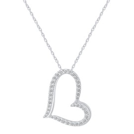 Fifth and Fine 1/4 CTW Natural Diamond Heart Pendant Necklace set in 925 Sterling Silver
