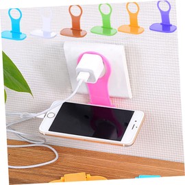 SHOWERORO 8 Pcs Wall Mounted Phone Hanging Stand Folding Charging Station Bracket Cell Phone Hook for Bedroom Office Random Color Random Color