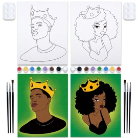 VOCHIC Couples Paint Party Kits Pre Drawn Canvas for Adults for Paint and Sip Date Night Games for Couples Painting kit 12x16 Elegant Ladies Gentlemen (2 Pack)