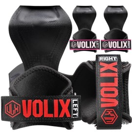 VOLIX Power Grip Pro [No Wrist Pain] Tensile Strength 1688.7 lbs (762 kg), Muscle Training, Pull Ups, Black (One Size)