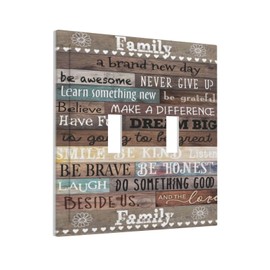 Country Farm Family Quote Wood 2 Gang Double Toggle Outlet Light Switch Cover Wall Plate Electrical Faceplate Decorative Dual Device Switchplate