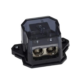 Stinger SELECT SSDB024 Power Distribution Block 1 x 1/0GA (50 mm²) Input to 2 x 4GA (25 mm²) Output 100% Brass with Protective Cover