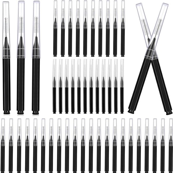 HIDOSNG 100 Pcs Micro Eyebrow Brush with Cap, Brush Eyelash