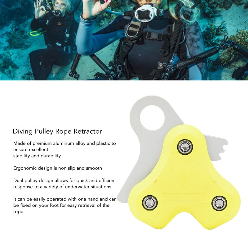 Universal Aluminum Alloy Diving Pulley Rope Retractor 250KG Max Loading