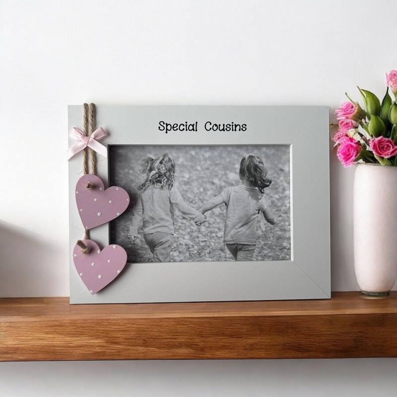 Special Cousins White Picture Frame for 6x4 Photo Pink Wooden