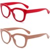 REAVEE 2 Pack Retro Oversized Reading Glasses for Women Men,