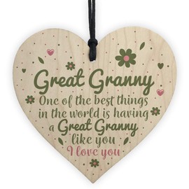 RED OCEAN Great Granny Gift Wooden Heart Grandparent Birthday Gift For Her Gifts For Women