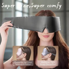 BYDT Silk Sleep Mask for Women and Men, Side Sleeper, 22 Momme Pure Mulberry Silk Total Blackout 100% Mulberry Eye Mask with Adjustable Headband Full Size, Eye Masks for Sleeping and Travel