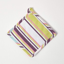 HOMESCAPES - Pure Cotton Pot Holder - Plain Purple 20 x 20 cm - Fully Coordinated Washable Kitchen Linen