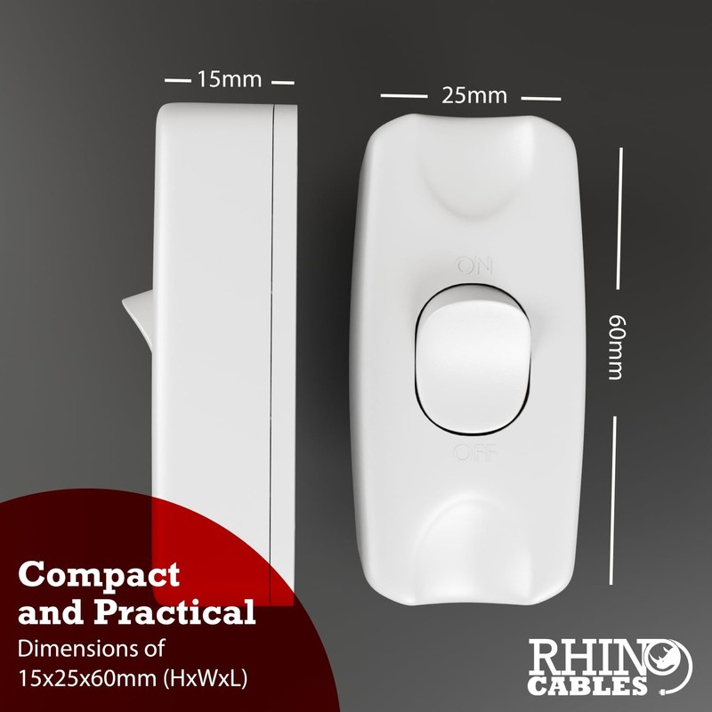 rhinocables In-Line Rocker Switch 2 Amp 2 Core Flex Cable
