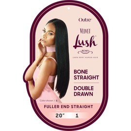 Outre Human Hair Velvet Lush Fuller End Straight Remi Weaving 20" (OFF BLACK 1B)