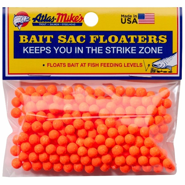 Atlas Mike's Bait Sac Floater, Orange, 300 Pack (99003)