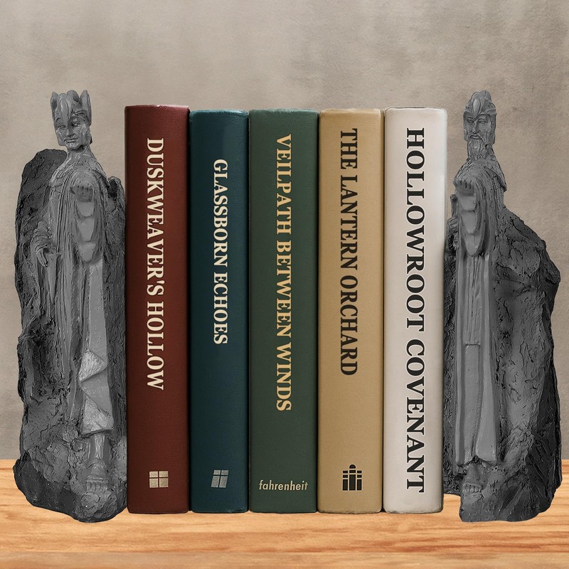 Large Bookends Decorative Resin Collectible - 9.5" Non-Slip Book Divider,