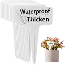DaTpuik 100 PCS White Plastic Plant Tags Thick Gardens Labels T-Type Nursery Markers Re-Usable