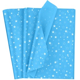 White Star Tissue Paper Sheet Gift Wrapping,Topeedy 50 Sheets 35 * 50cm Blue Tissue Paper for Packing Xmas Present Wedding Birthday Gift Boxes or DIY Art Crafts
