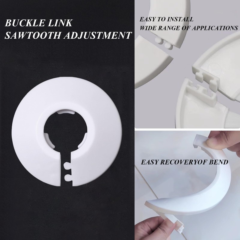 20 Pcs Plastic Radiator Pipe Covers, White Radiator Pipe Collars,