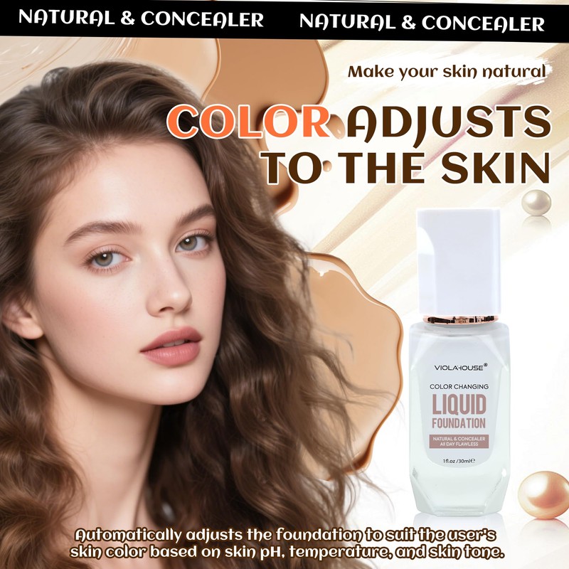 VIOLA HOUSE Foundation Color Changing,Flüssige Foundation Makeup Für Das Gesicht,Flawless