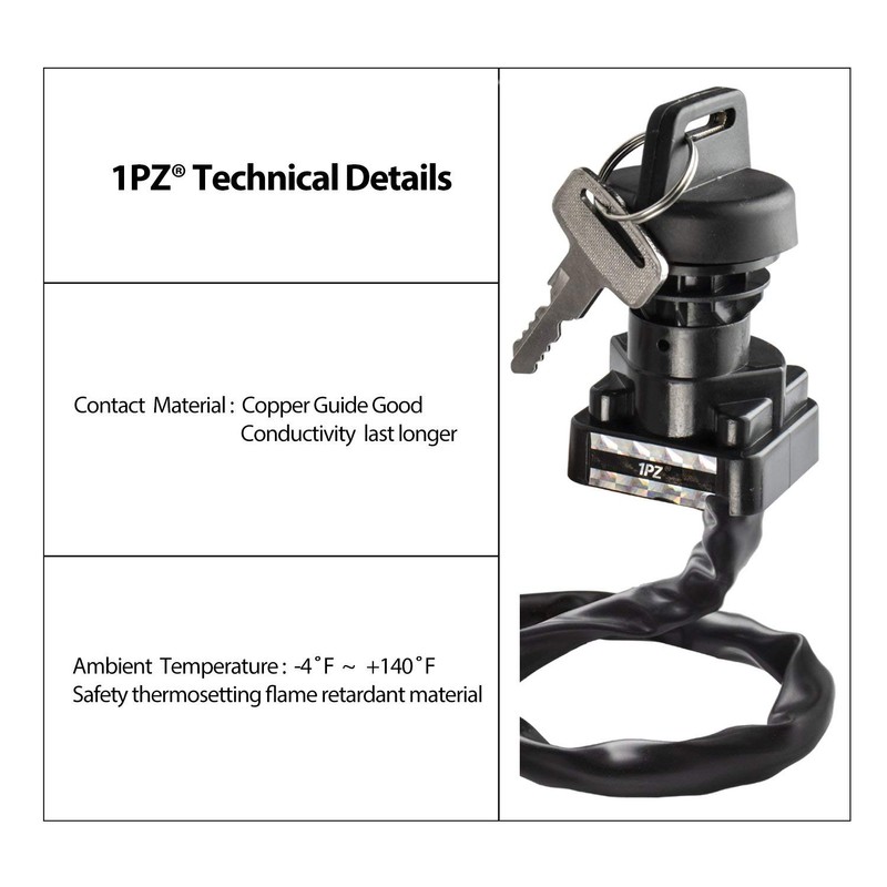 1PZ Ignition Switch, 3-Position, Key Actuated, Black, ON-OFF Operation, Fits