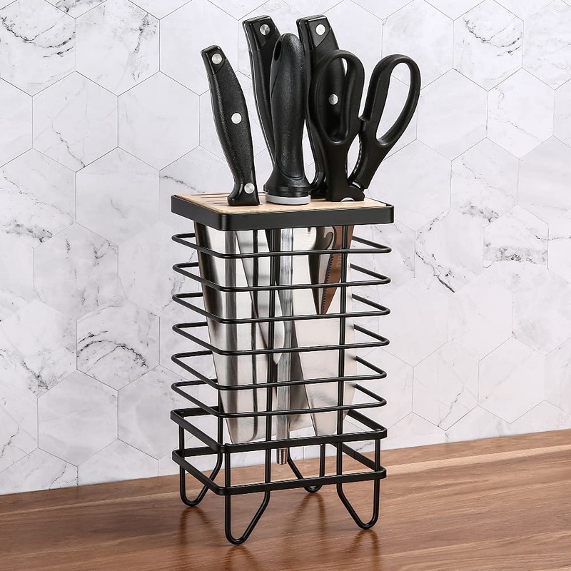 LINFIDITE Knife Block Holder Universal Kitchen Knife Organizer Storage Stand