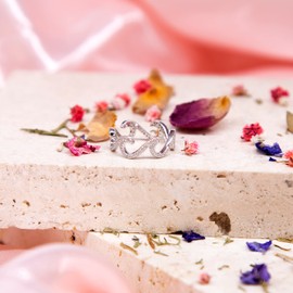 Tuscany Silver Women's Sterling Silver Rhodium Plated Round White CZ Wave Ring #56