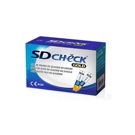 SD CHECK | Tiras Reactivas para Medir Glucosa en Sangre Glucómetro SD Check Gold Caja con 50 Piezas