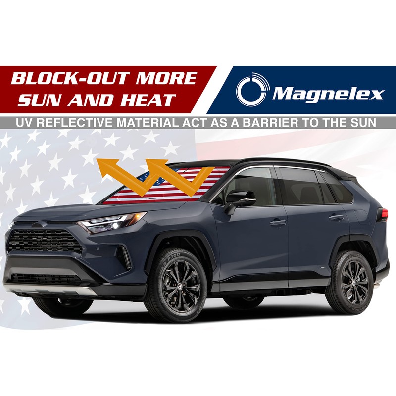 Magnelex American Flag Windshield Sun Shade, High-Resolution Sun Shield with