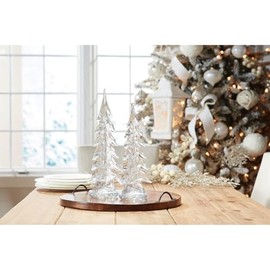 Melrose International Tree (Set of 2) 12" H, 14" H Glass