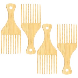 YBEATY 4 Pcs Bamboo Comb Set for Afro Hair Natural Anti-Static Picks Long Wide Tooth Detangling Accessories Wig Braid Hair Styling Comb for Men Women