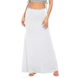 American Trends - Maxi faldas largas para mujer, falda larga para mujer, cintura alta, A Blanco, X-Large