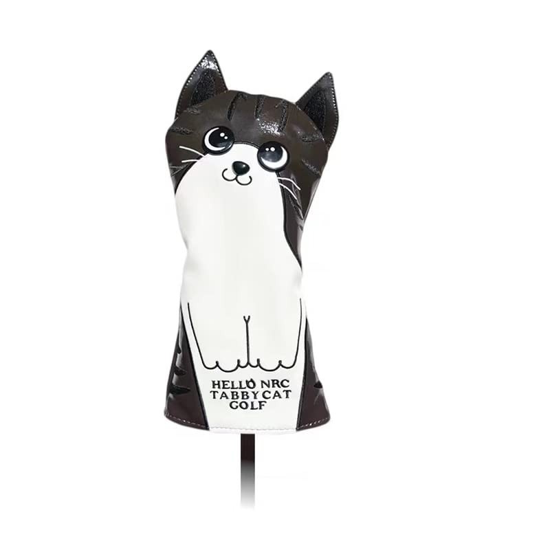Golf Headcover Driver Cover Wood Cover UT Cover Cat (Brown,