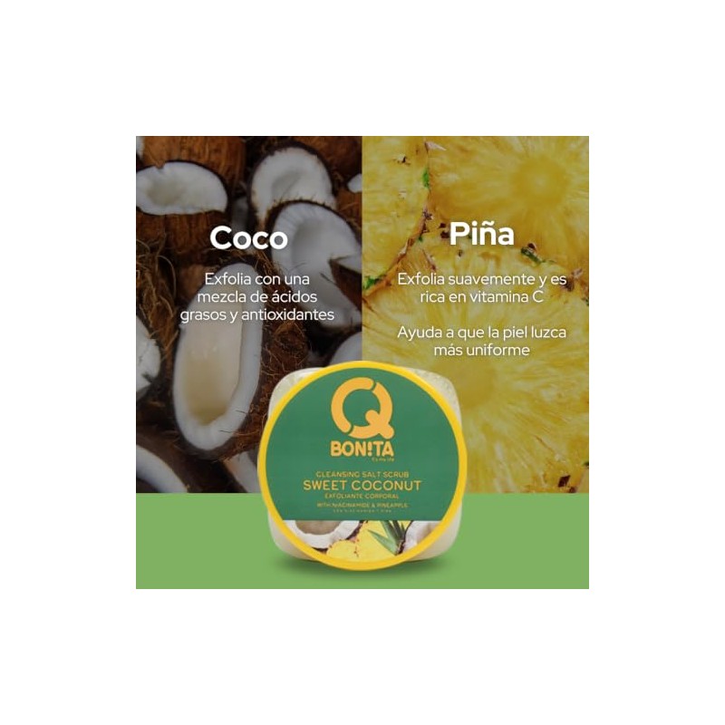 Q Bonita Exfoliante Corporal. Azuca Rosa y Vitaminas. Sugar Scrub