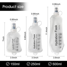 WILDREEDS 150ml Soft Flask, TPU Collapsible Soft Water Bottle for Hydration Pack, Running Vest, Folding Water Bottle for Hiking Cycling Climbing-2Pcs, White