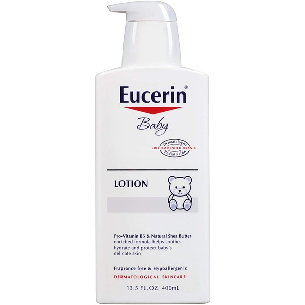 Eucerin Baby Body Lotion - Hypoallergenic & Fragrance Free, Safe for Everyday Use on Sensitive Skin - 13.5 fl. oz. Pump Bottle