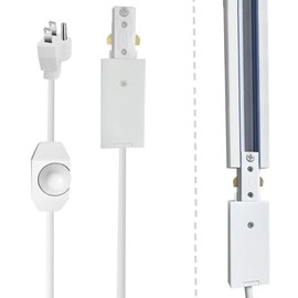 Bravsekai Track Lighting Live End Cord Kit with Dimmer Switch, 4.92FT H Track Live End Feed Connector, Suitable for H Type Single Circuit 3-Wire-1 Track Lighting Systems