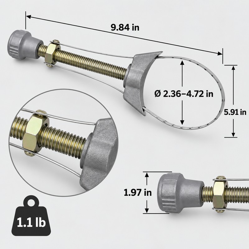 1pc Adjustable Oil Filter Removal Tool, 60–120mm Strap Wrench for