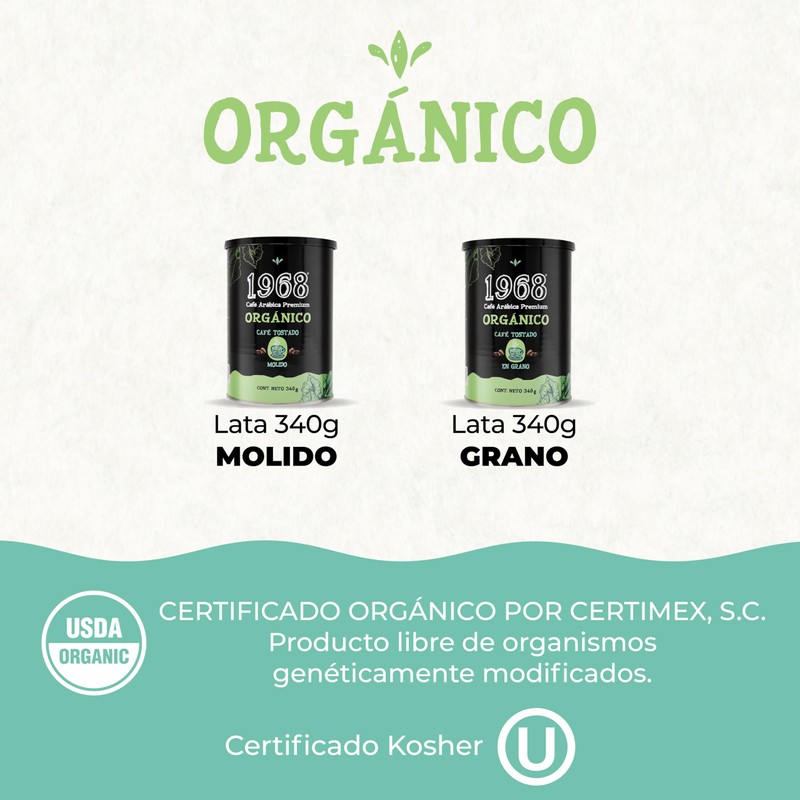1968 | Café 1968 Orgánico en Grano 340g |Origen Chiapas