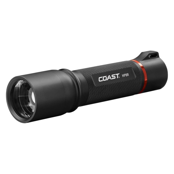COAST® HP8R 1000 Lumen Rechargeable PURE BEAM® Focusing LED Flashlight with SLIDE FOCUS® and FLEX CHARGE™ Dual Power, Black