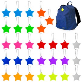 Apricitie Pack of 30 Safety Reflector Pendants, Children's Reflector Pendants, Star Reflector Pendants, Reflectors Pendants, Children's Reflectors for School Bag, Backpack, Cycling