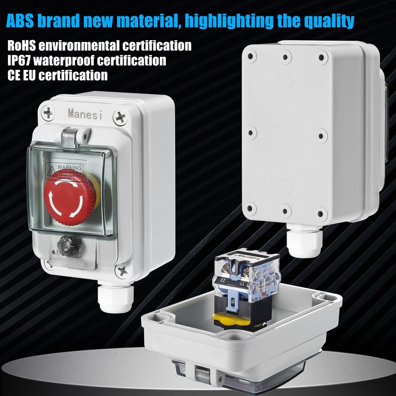 IP67 Button Switch Outdoor Waterproof Box Red Button Emergency Stop