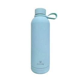Ecco Joy Reusable Stainless Steel water bottles - insulated Water Bottle - Thermos soft touch - neck tags - travel water bottle - Hot or Cold - Frost Blue