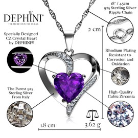 DEPHINI - Purple Heart Necklace - 925 Sterling Silver