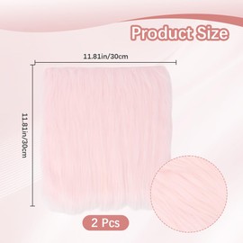 CREATCABIN 2Pcs Small Plush Area Rug School Locker Rugs 12x12 Square Fluffy Area Carpet with Non Slip Backing Pink Sheepskin Furry Cushion Faux Fur Rug for Jewelry Photography Seat Pad Nail Mat Chair