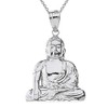 925 Sterling Silver Buddhism Buddhist Meditation Zen Buddha Pendant Necklace,