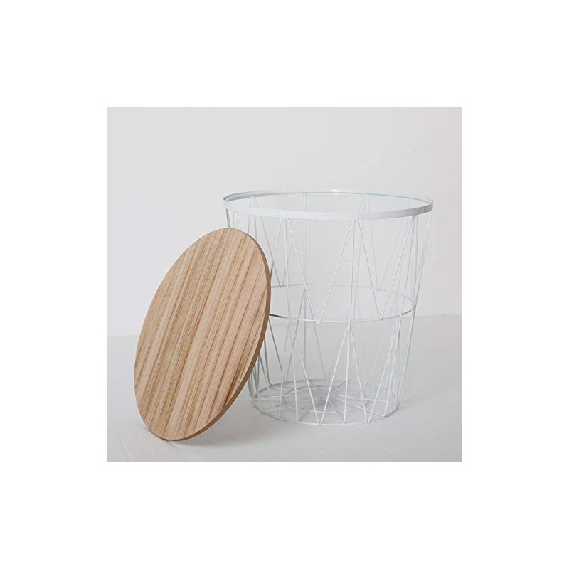 HOMION Modern Round Wire Metal Storage Basket Side Table Bedroom