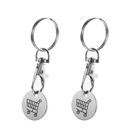 2 Pcs Handcart Tokens, Trolley and Locker Coin, Trolley Coin Keyring, New shape Token Supermarket Keyring – Durable Metal Shopping Token with Key Clip – Ideal for Locker & Trolley Use (Sliver)