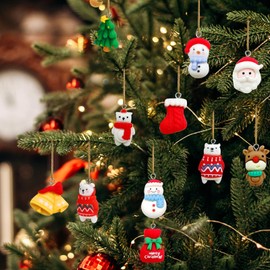 YUEXNKO Mini Christmas Decoration, 30 Pieces Christmas Tree Decoration Pendants, Mini Pendant Christmas Decoration, Miniature Christmas Tree Pendant, Christmas Resin Pendant, Christmas Pendant