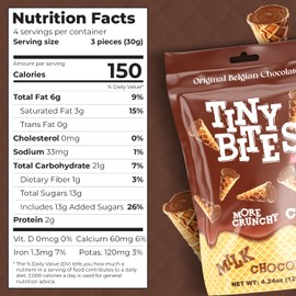 BeeMax Tiny Bites Milk Chocolate Mini Waffle Cones - 4.24 oz Bag (Pack of 2) - Crispy Waffle Cones Filled with Belgian Milk Chocolate - Bite-Sized Snacks for Parties, Lunchboxes & Dessert Boards