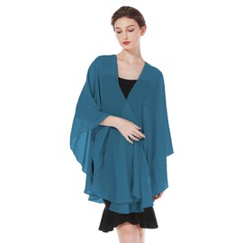 BEAUZSUZSANA Summer Shawls and Wraps for Women Evening Dresses Bridal Wedding Lightweight Party Travel Chiffon Scarf (Teal Blue)