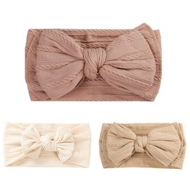EIHI 3 Pack Baby Headbands for Girls, Nylon Headbands for Babies, Baby Headbands, Elastic Soft Cute Headbands with Bows for Toddler Girls as Baby Photo Accessories